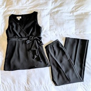 Talbots black pantsuit with bow evening formal